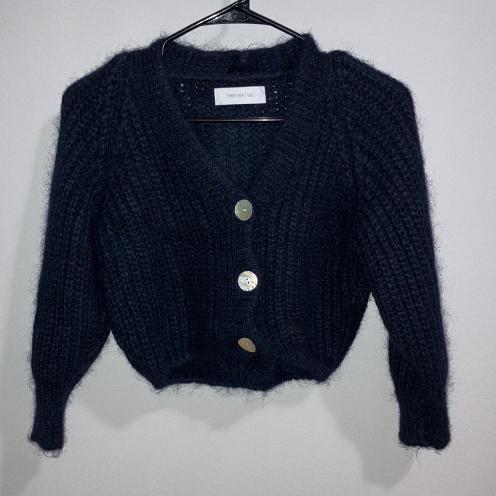 Navy blue Knitted cropped sweater